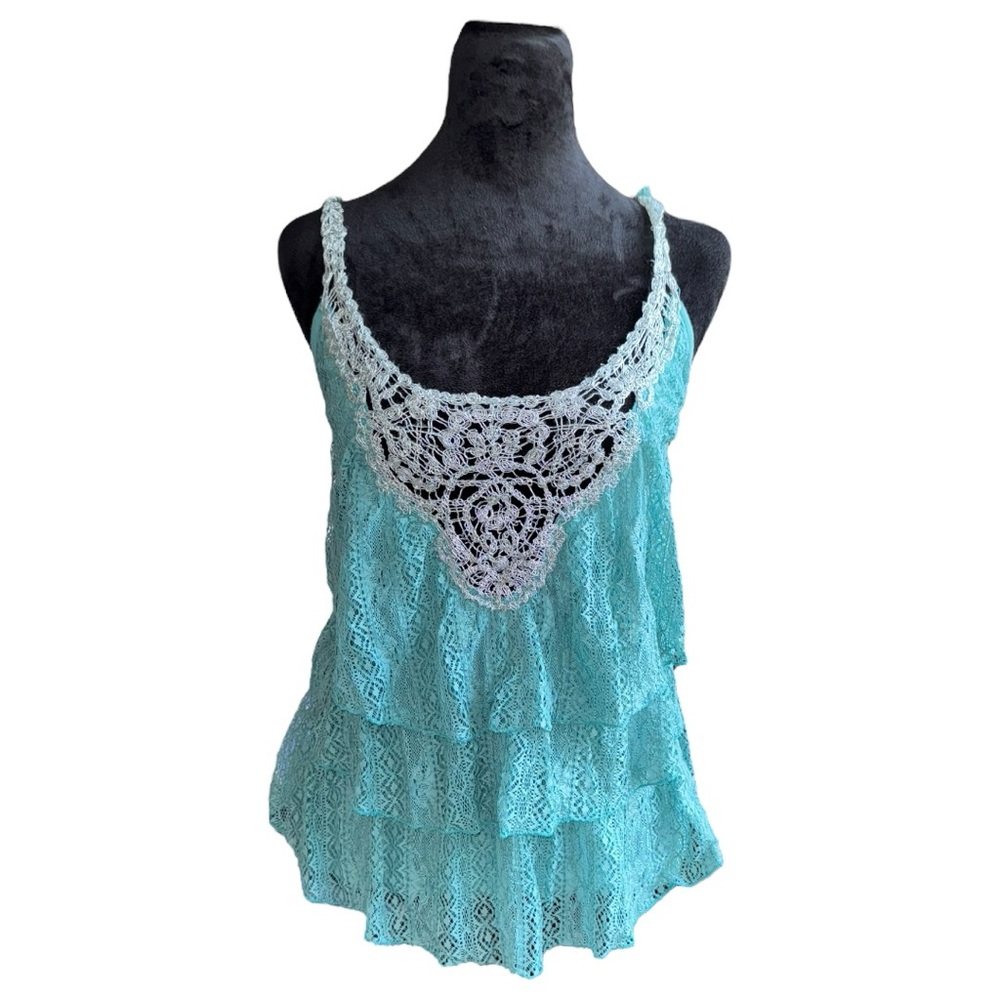 Y2k Vanity All lace ruffled layered top lined size medium